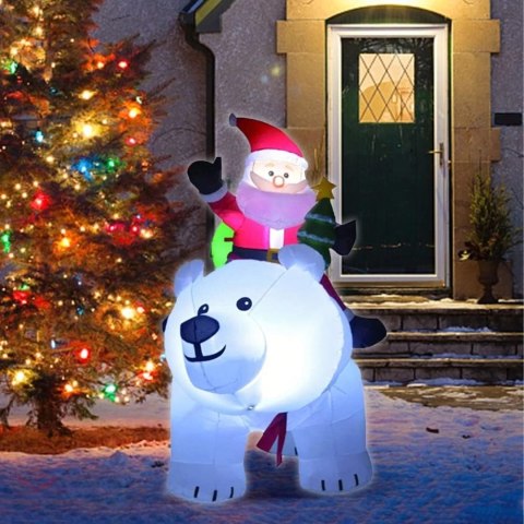 Dekoracja Świąteczna Mikołaj Dmuchany na Niedźwiedziu Misiu Led XXL 210cm