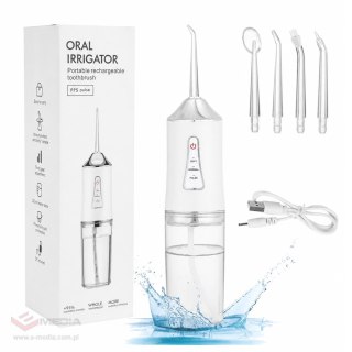 Irygator do Zębów Bezprzewodowy Dentystyczny Mocny 4 Dysze 3 Tryby 230 ml