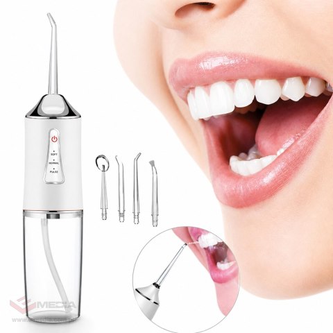 Irygator do Zębów Bezprzewodowy Dentystyczny Mocny 4 Dysze 3 Tryby 230 ml