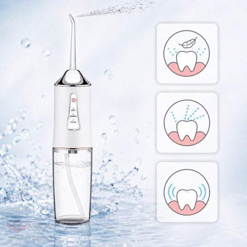 Irygator do Zębów Bezprzewodowy Dentystyczny Mocny 4 Dysze 3 Tryby 230 ml