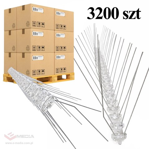 3200szt.x Metalowe Nierdzewne Kolce na Ptaki Gołębie Wróble na Parapet Gzyms 50 cm