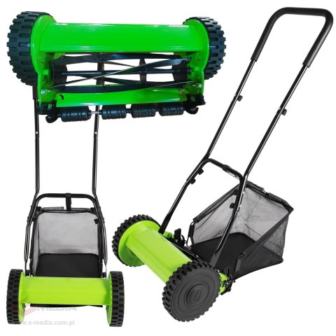 Kosiarka Ręczna Bębnowa Mechaniczna Wrzecionowa Pchana Z Koszem 16" 40 cm