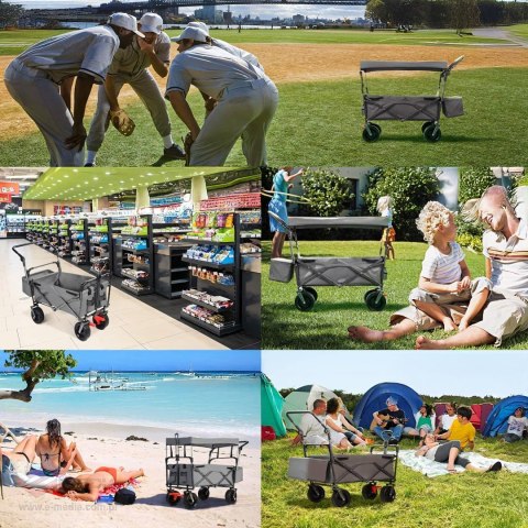 18 x Duży Składany Wózek Ogrodowy PlażowyTransportowy na Ryby z Dachem Koła XL