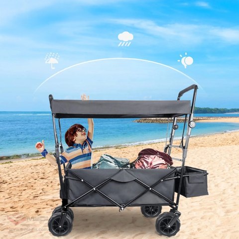 18 x Duży Składany Wózek Ogrodowy PlażowyTransportowy na Ryby z Dachem Koła XL