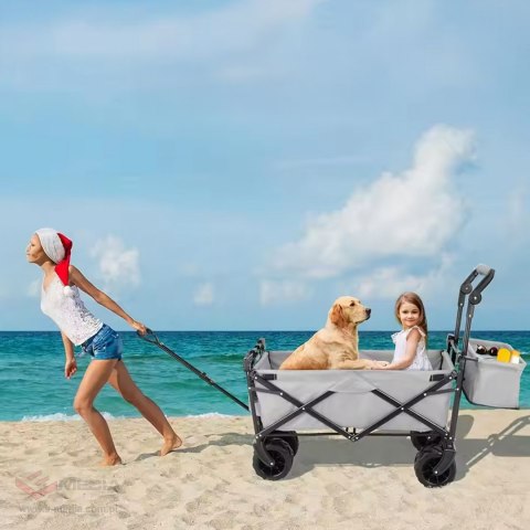 Duży Składany Wózek Ogrodowy Plażowy Transportowy na Ryby z Dachem Koła XL