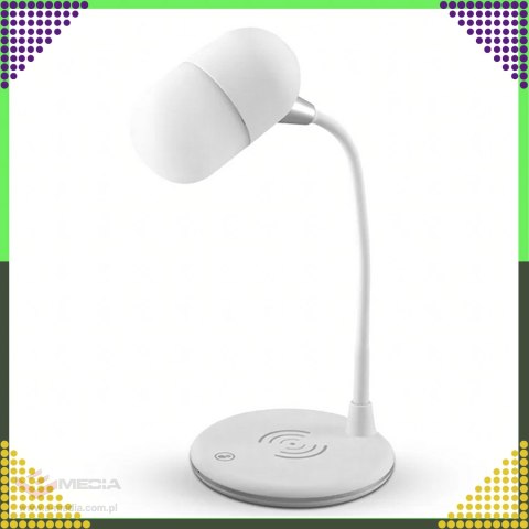 Lampka Biurkowa Nocna Ładowarka Indukcyjna Głośnik Bluetooth Szkolna Nauka