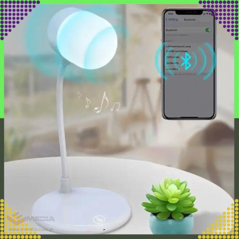 Lampka Biurkowa Nocna Ładowarka Indukcyjna Głośnik Bluetooth Szkolna Nauka
