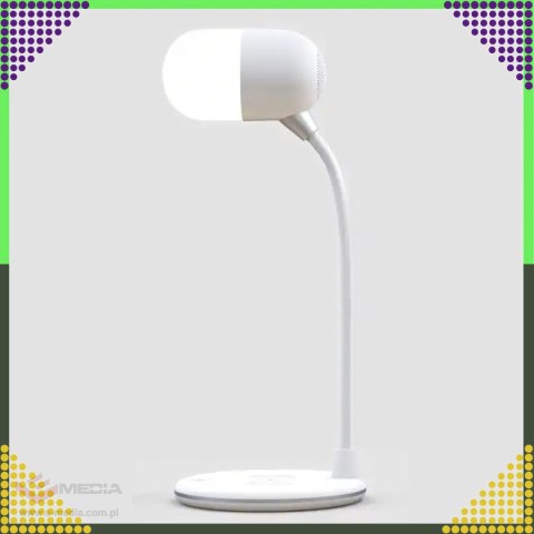 Lampka Biurkowa Nocna Ładowarka Indukcyjna Głośnik Bluetooth Szkolna Nauka