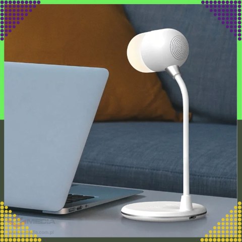 Lampka Biurkowa Nocna Ładowarka Indukcyjna Głośnik Bluetooth Szkolna Nauka