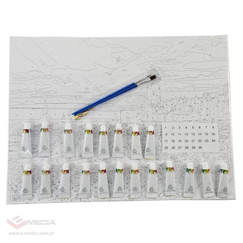 MALOWANIE PO NUMERACH OBRAZ Z RAMĄ DIY ZESTAW PĘDZLE FARBY PŁÓTNO 30x40