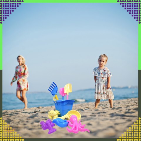 Wiaderko Foremki 9 szt Zabawek Plażowych Ogrodowych do Piaskownicy Dzieci
