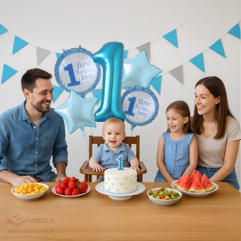 Balony na 1 Urodziny Roczek Chłopiec Zestaw 5 szt Gwiazdki Balon