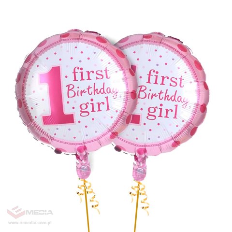 Balony na 1 Urodziny Roczek Dziewczynka Zestaw 5 szt Gwiazdki Balon