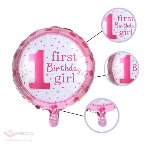 Balony na 1 Urodziny Roczek Dziewczynka Zestaw 5 szt Gwiazdki Balon