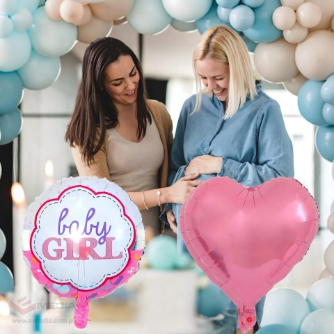Balony na Baby Shower Bobas Dziewczynka Baby Girl Zestaw 5 szt Gwiazdki