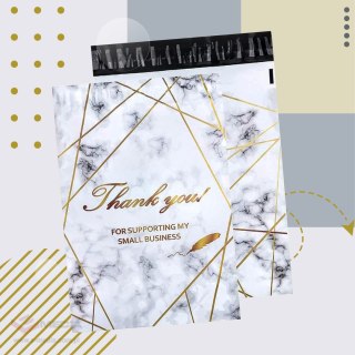 FOLIOPAKI KURIERSKIE MOCNE 255x370 ZŁOTY MARMUR THANK YOU 50szt