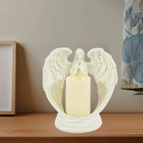 Figurka Dekoracyjna Świecznik Świeca Ozdoba Anioł Aniołek Led Święta Ogród 16cm