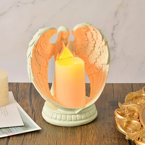 Figurka Dekoracyjna Świecznik Świeca Ozdoba Anioł Aniołek Led Święta Ogród 16cm