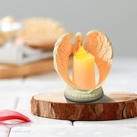 Figurka Dekoracyjna Świecznik Świeca Ozdoba Anioł Aniołek Led Święta Ogród 16cm