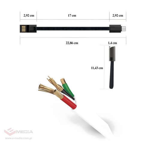 Kabel Ładowarka Brelok Smycz do Danych USB-C - USB-A Szybkie Ładowanie