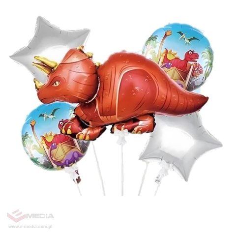 Zestaw Balonów Urodzinowych Dinozaur na Urodziny Urodzinowe Przyjęcia 5 szt
