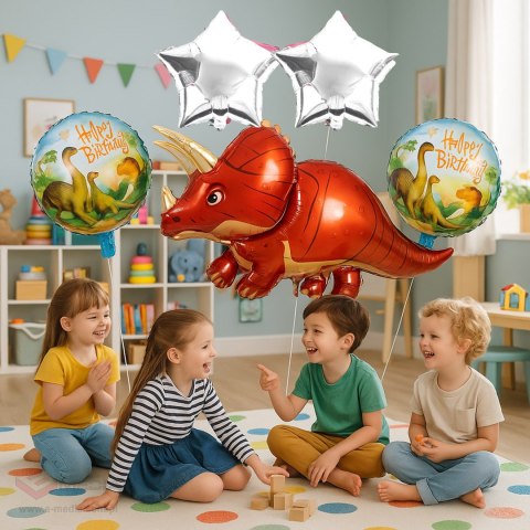 Zestaw Balonów Urodzinowych Dinozaur na Urodziny Urodzinowe Przyjęcia 5 szt