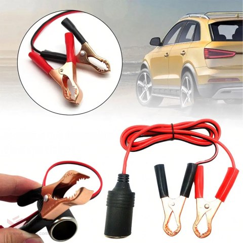 Adapter Przejściówka Gniazda Zapalniczki z Wyjściem na Krokodylki 12V 24V