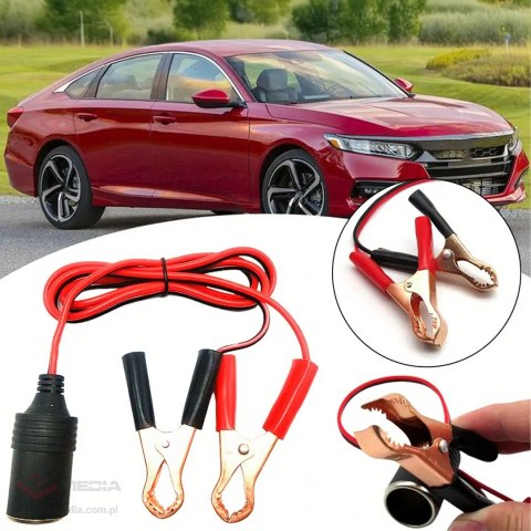 Adapter Przejściówka Gniazda Zapalniczki z Wyjściem na Krokodylki 12V 24V