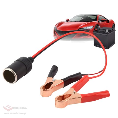Adapter Przejściówka Gniazda Zapalniczki z Wyjściem na Krokodylki 12V 24V
