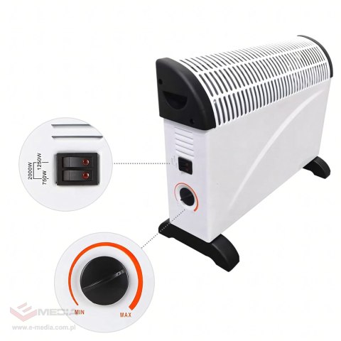 Grzejnik Elektryczny Konwektorowy 2000W Farelka Energoosczędny Termostat