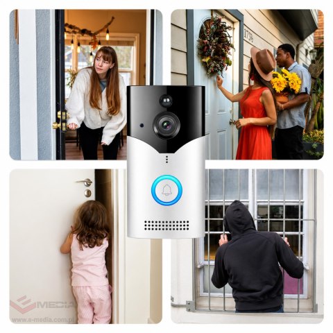 Inteligentny Wideodomofon Dzwonek Bezprzewodowy z Kamerą Smart WiFi Pir
