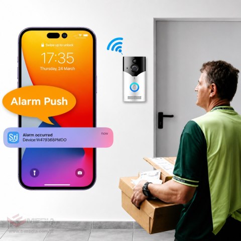 Inteligentny Wideodomofon Dzwonek Bezprzewodowy z Kamerą Smart WiFi Pir