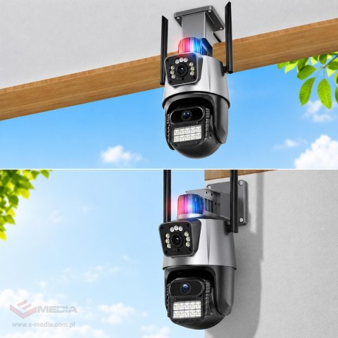 Kamera Podwójna Wifi Zewnętrzna Wewnętrzna Obrotowa Smart Detekcja Alarm IP