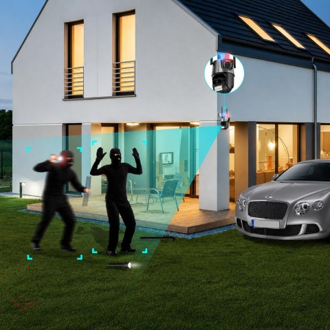 Kamera Podwójna Wifi Zewnętrzna Wewnętrzna Obrotowa Smart Detekcja Alarm IP