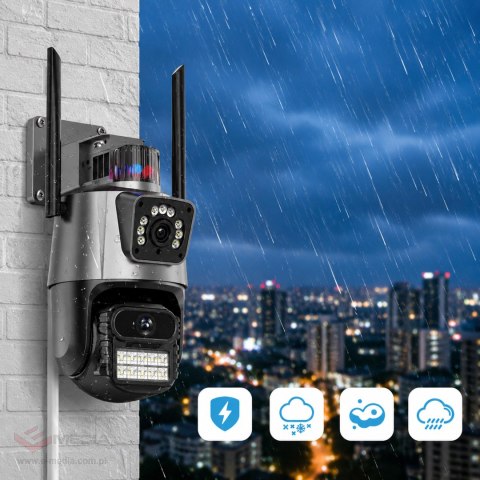 Kamera Podwójna Wifi Zewnętrzna Wewnętrzna Obrotowa Smart Detekcja Alarm IP