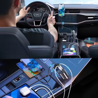 Ładowarka Samochodowa USB C IOS Przegub Zwijak 100W Szybkie Ładowanie 80 cm