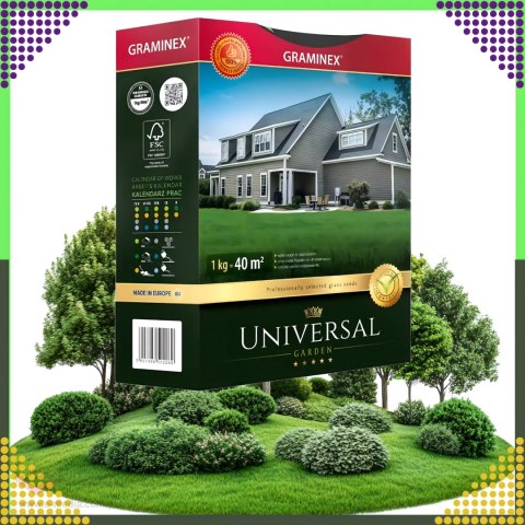 Premium Trawa Nasiona UNIVERSAL Mieszanka Uniwersalna 1kg 40m Odporna