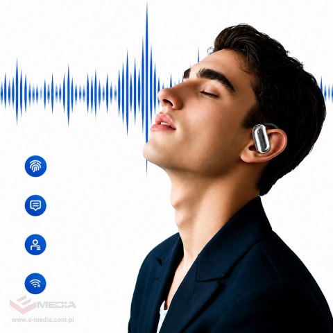 Słuchawki Bezprzewodowe Douszne Bluetooth Etui Powerbank Tłumacz AI Czarne