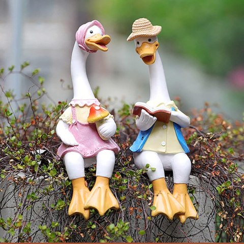 Figurka Figurki Ogrodowe Ozdobne Dekoracja Ogrodowa Para Kaczek 2 szt