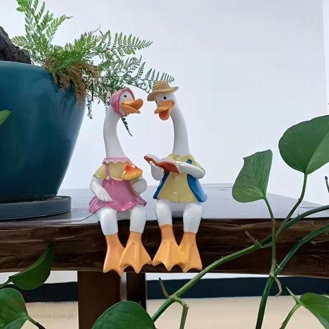 Figurka Figurki Ogrodowe Ozdobne Dekoracja Ogrodowa Para Kaczek 2 szt