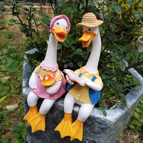 Figurka Figurki Ogrodowe Ozdobne Dekoracja Ogrodowa Para Kaczek 2 szt