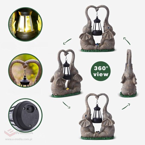 Figurka Lampka Lampa Ozdoba Ogrodowa Solarna Led Słoń Słonik z Lampionem