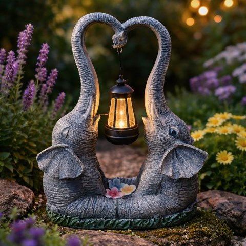 Figurka Lampka Lampa Ozdoba Ogrodowa Solarna Led Słoń Słonik z Lampionem