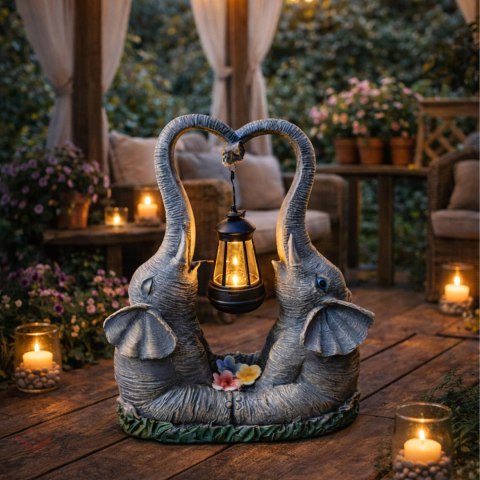 Figurka Lampka Lampa Ozdoba Ogrodowa Solarna Led Słoń Słonik z Lampionem