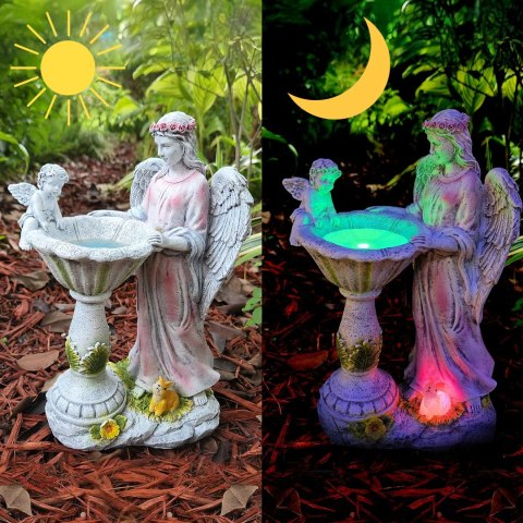 Figurka Świecznik Dekoracja Posążek Aniołek Solarny Led RGB do Ogrodu