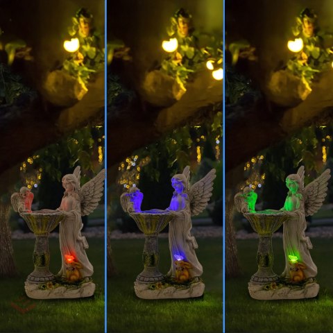 Figurka Świecznik Dekoracja Posążek Aniołek Solarny Led RGB do Ogrodu