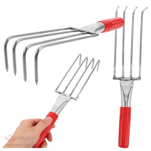 Grabki Ogrodowe Ogrodnicze Metalowe Pazurki do Grabienia Spulchniania 4 Zębne 32 cm