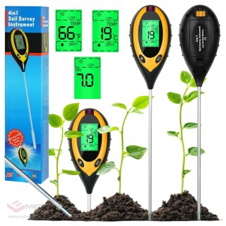 Kwasomierz Tester Gleby Ziemi Podłoża Ph Ziemi 4w1 Miernik Temperatura