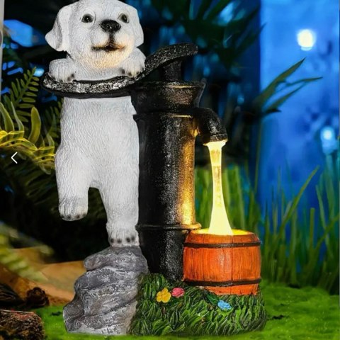 Lampa Lampka Solarna Ogrodowa Ozdobna Ozdoba Pies Szczeniak Led Dekoracja