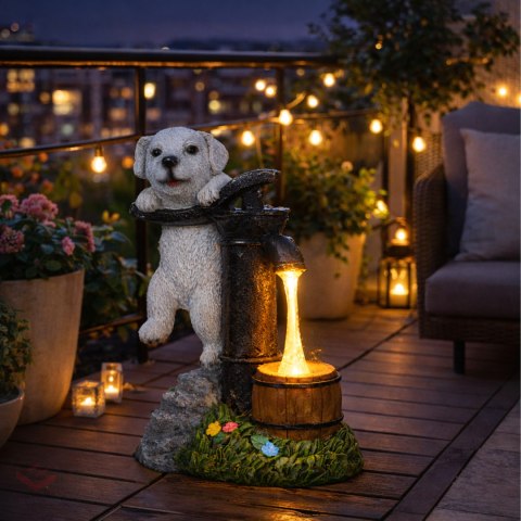 Lampa Lampka Solarna Ogrodowa Ozdobna Ozdoba Pies Szczeniak Led Dekoracja